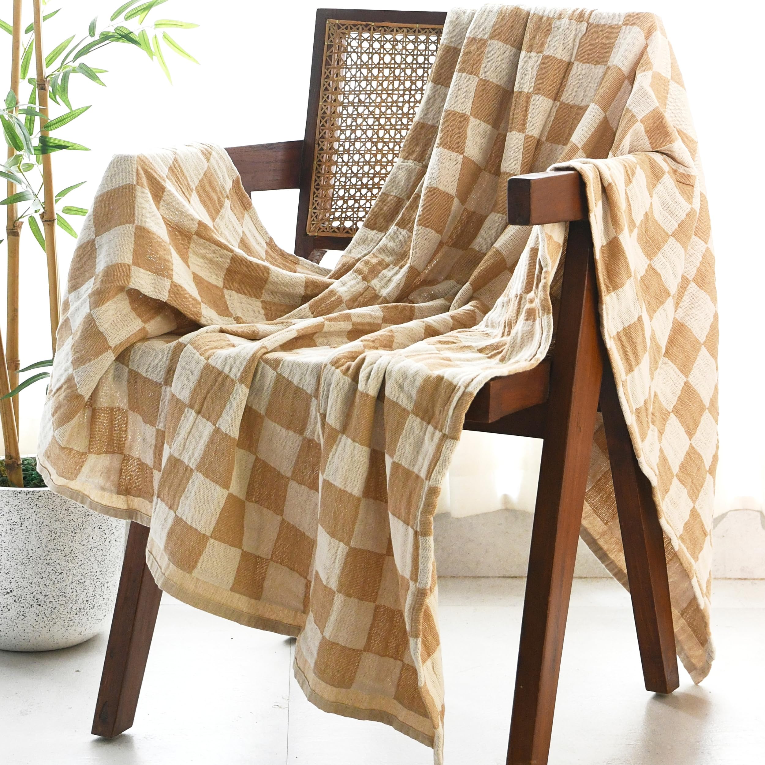 Folkulture Throw Blanket for Bed (Biscuit, 50" X 60")