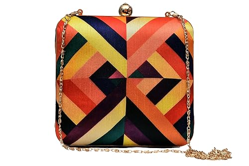 Sugarcrush Hand Box Clutch Purse With Detachable Sling For Girls And Women (Multi Color 3)