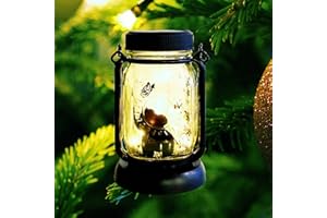 PAPERBEAR Elephant Play Fairy Theme Garden Lights, Solar Mason Jar Lights, Patio Solar Lights, Outdoor Decorative Lights, Hanging Lights, Gifts for Mom, Gifts for Girls, Gifts for Grandma, Keepsake Lights