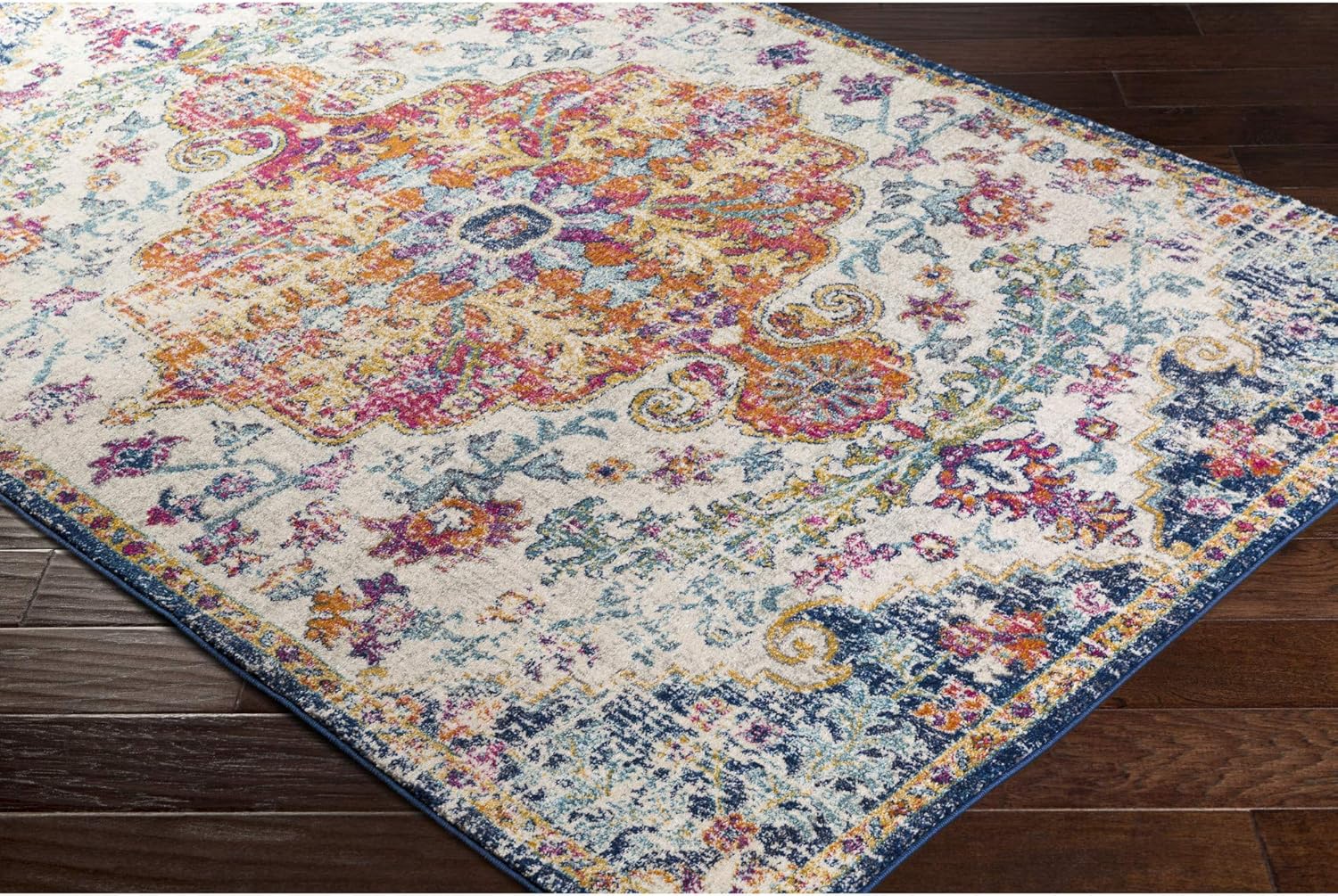 Artistic Weavers Odelia Updated Traditional Rug Orange/Navy 7'10" x 10'3: Furniture & Decor