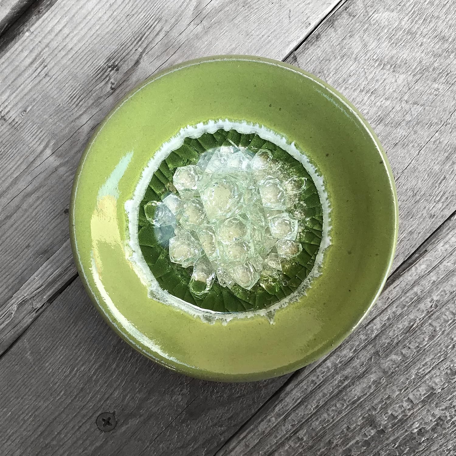 Geode Ring Dish in Apple, Fused Glass Dish,Trinket Dish