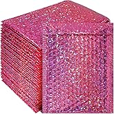 Outus 30 Pack Holographic Bubble Mailers, 9.5 x 6 Inch, Rose Red