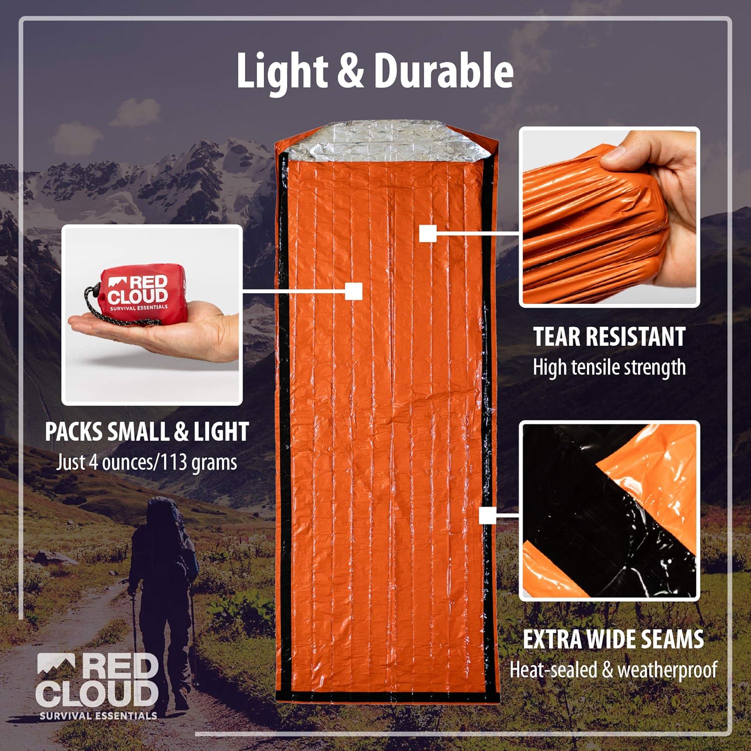 Emergency Sleeping Bag Thermal Waterproof Survival Bivvy Bag- Replace Emergency Blankets with this Lightweight Survival Bivy Sack Bag - The Ideal Survival Bag to have in the Car or on a Hiking Trail : Sports & Outdoors