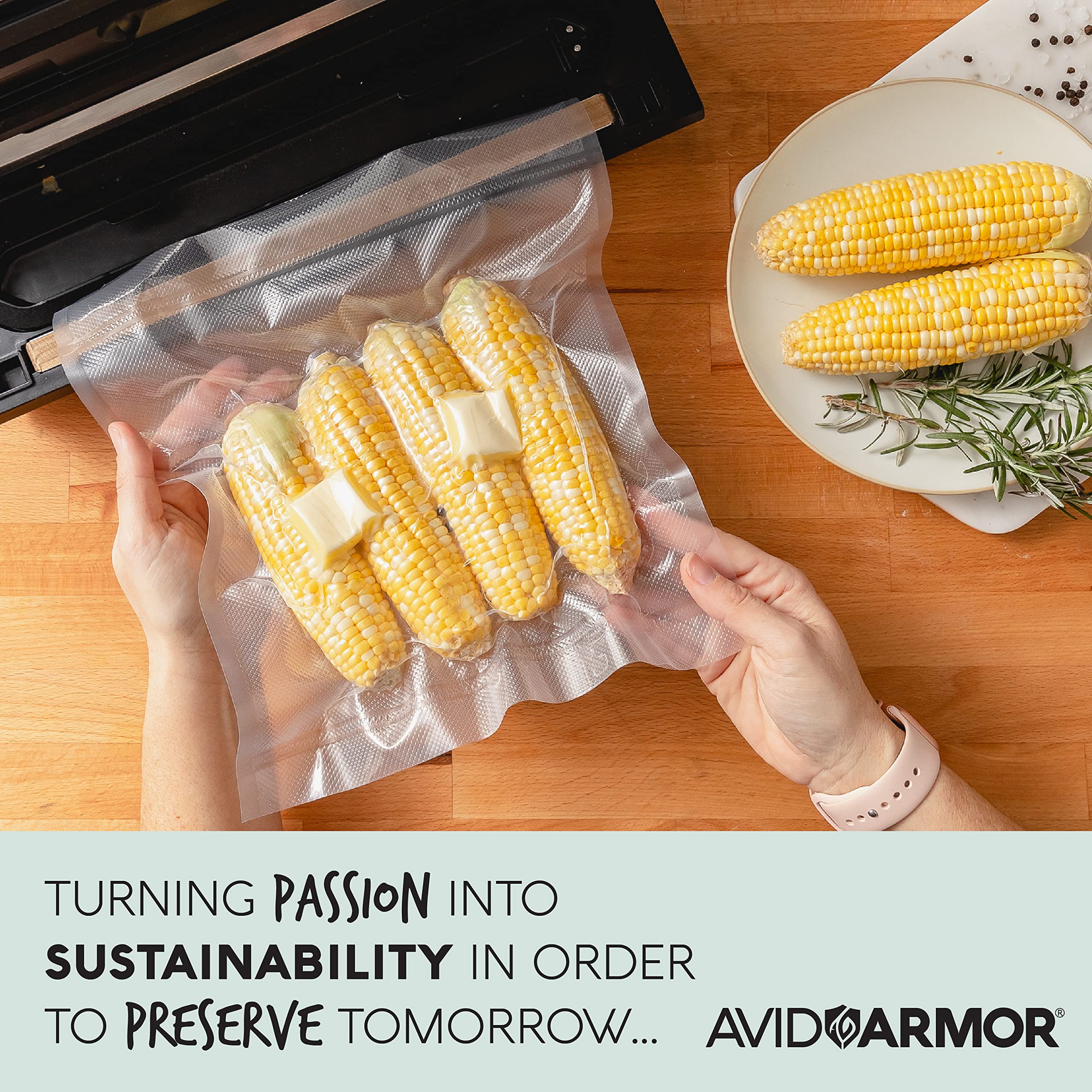 Avid Armor Vacuum Seal Rolls, Vac Seal Bags for Food Storage, Meal Saver Freezer Vacuum Sealer Bags, Sous Vide Bags Vacuum Sealer, Non-BPA Vacuum Sealer Bags, 8 inches by 50 feet, Pack of 2