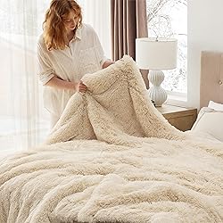 Bedsure Soft Beige Twin Blanket for Bed, Fluffy
