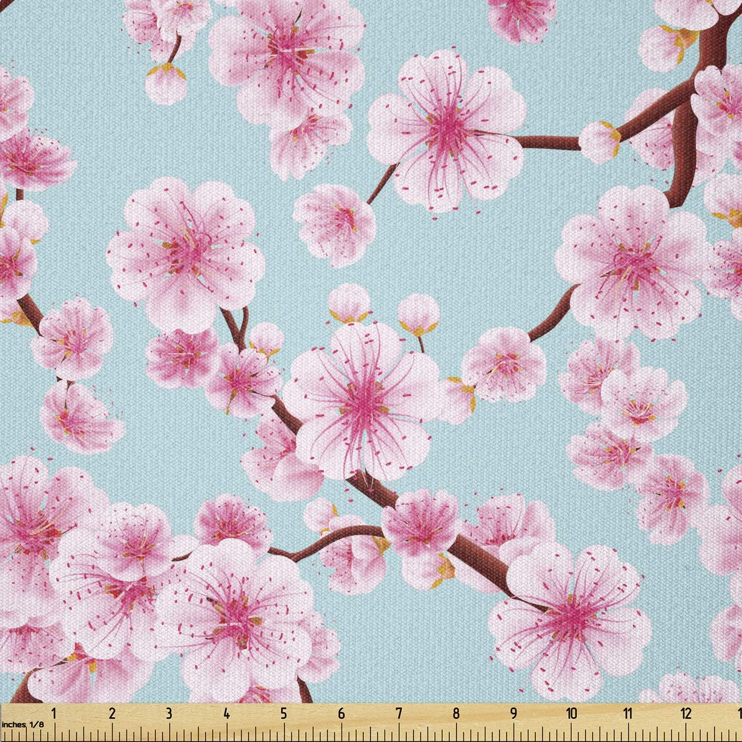 Ambesonne Cherry Blossom Fabric by The Yard, Inspirational