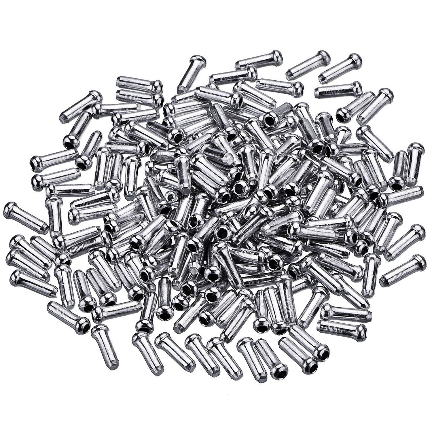 200 Pack End Brake Cable Cap Crimp Ends for Road Bike and Mountain Bicycle, Silver