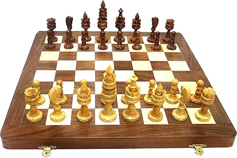 Ages Behind Wooden Chess 15.5 with Wooden Lotus Coins Home Decor Gift
