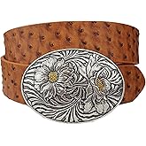 Axesoria Western Oval Buckle with Ostrich Print belt
