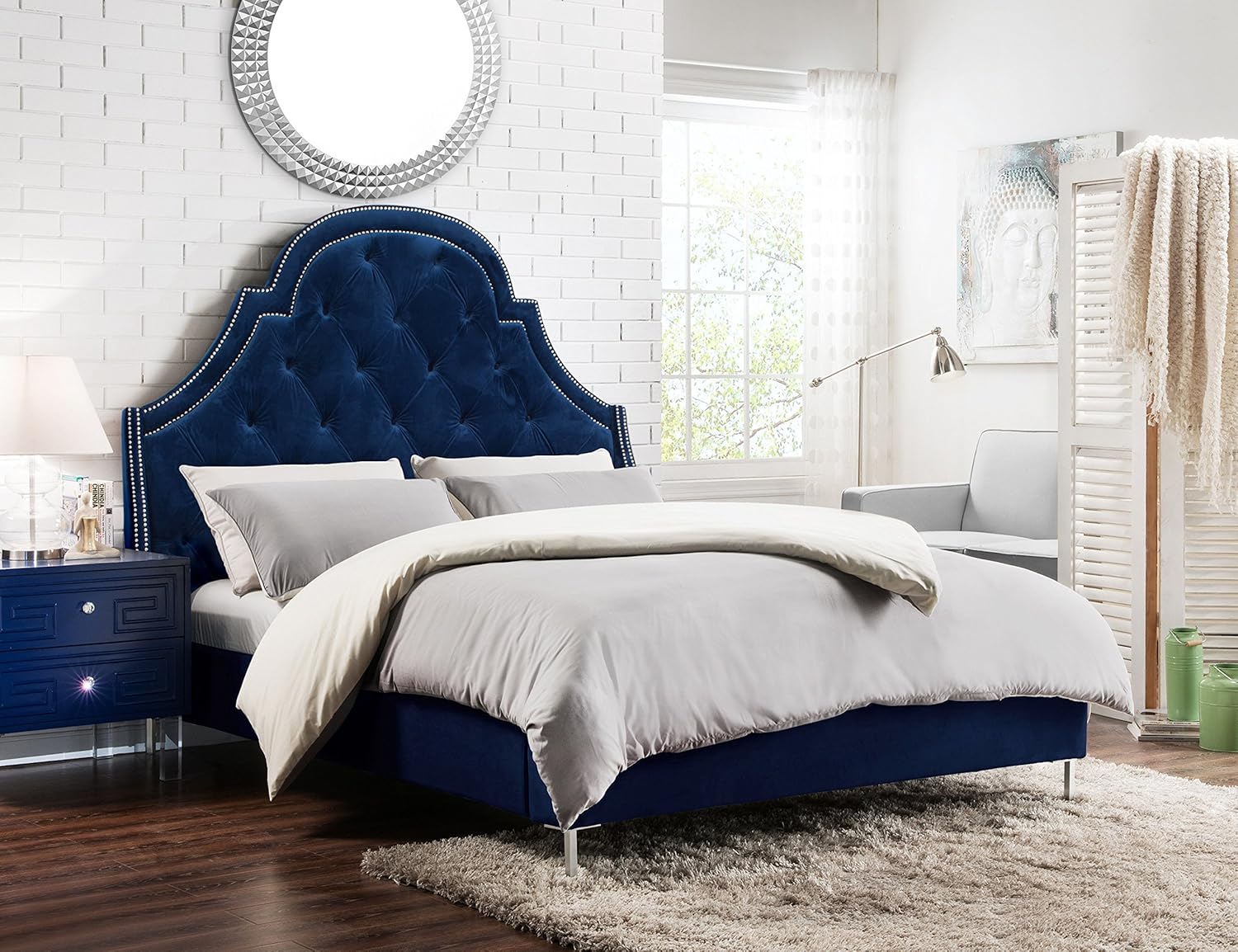 Best tufted queen headboard blue