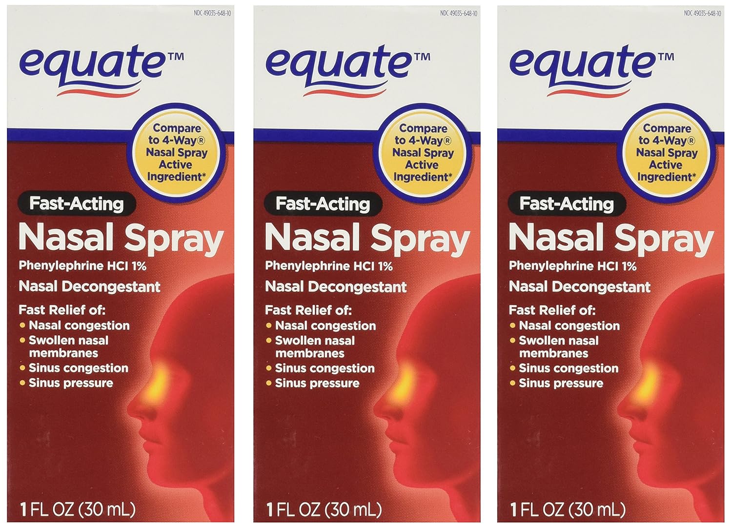 Equate 4Way Nasal Spray 3Pack Phenylephrine HCl 1 fl oz each eBay