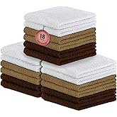 DecorRack 18 Pack 100% Cotton Wash Cloths, Ultra Soft, 11 x 11 inch Ultra Absorbant, Machine Washable Premium Washcloths, Cappuccino (18 Pack)