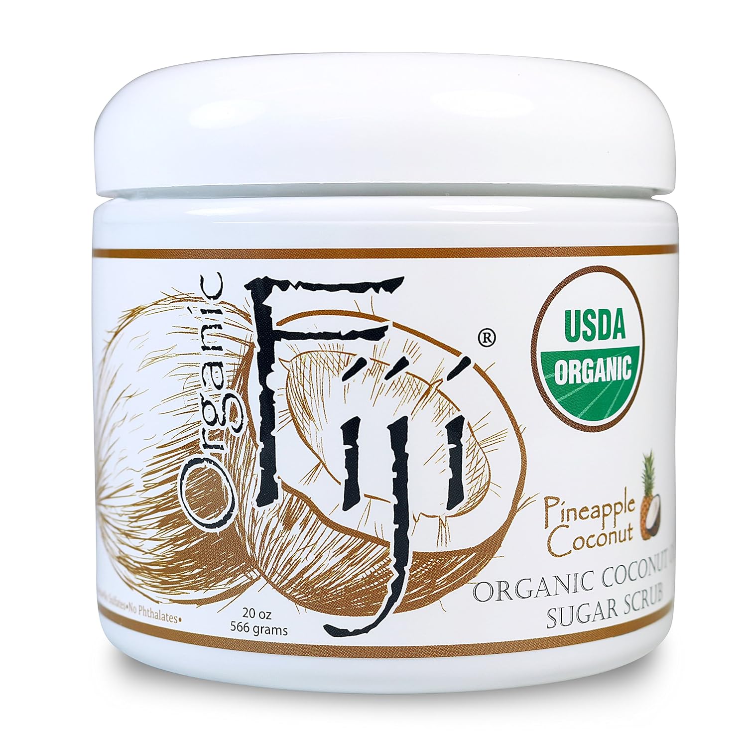 Organic Fiji PINEAPPLE COCONUT Sugar Scrub 20-Ounces for Face & Body