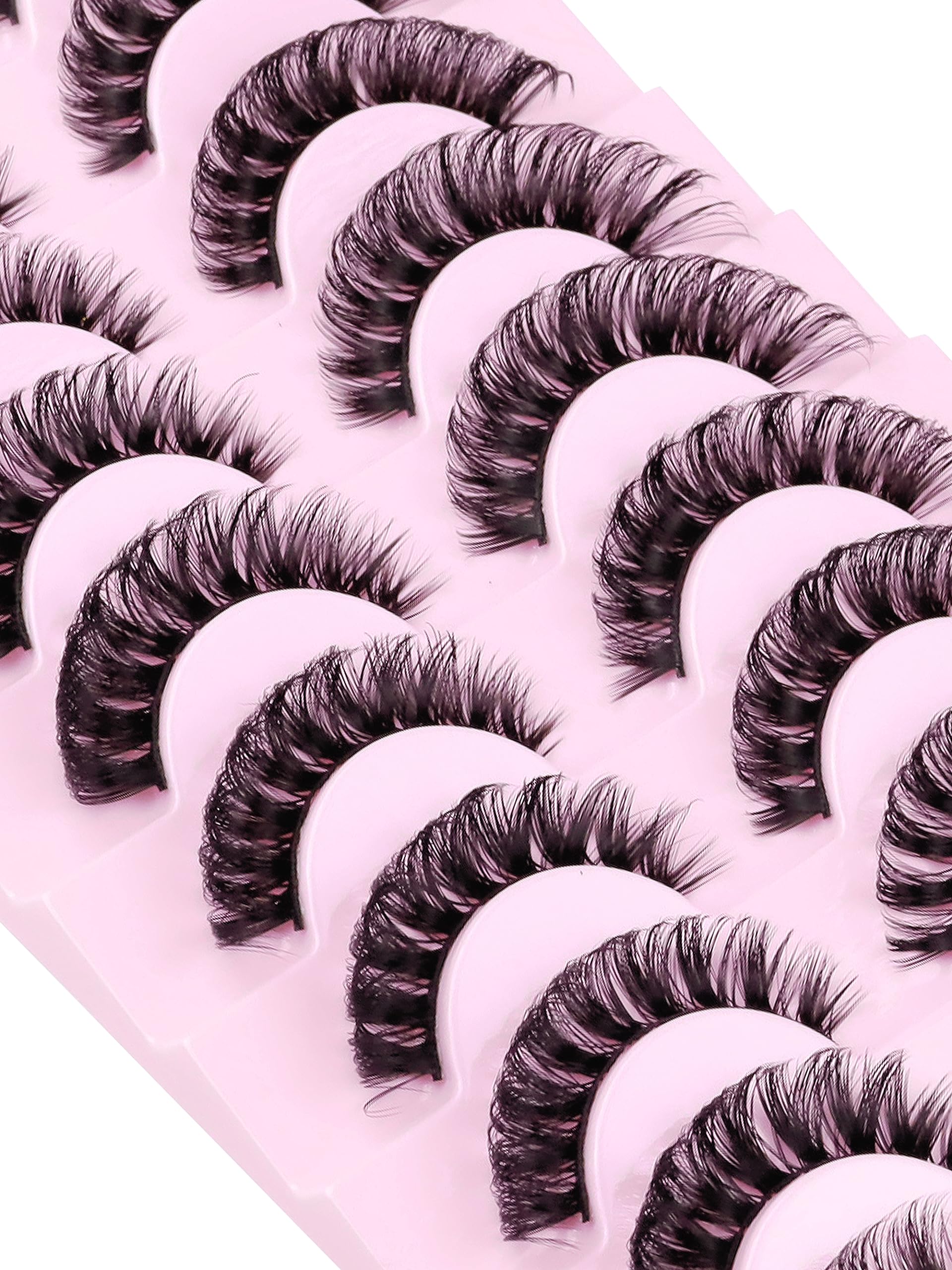 BELEVO Eyelashes Russian Strip Lashes 10 Pairs Pack D Curl Lashes Fluffy Wispy 3D Effect Hybrid Fake Eyelashes Lashes Natural Look