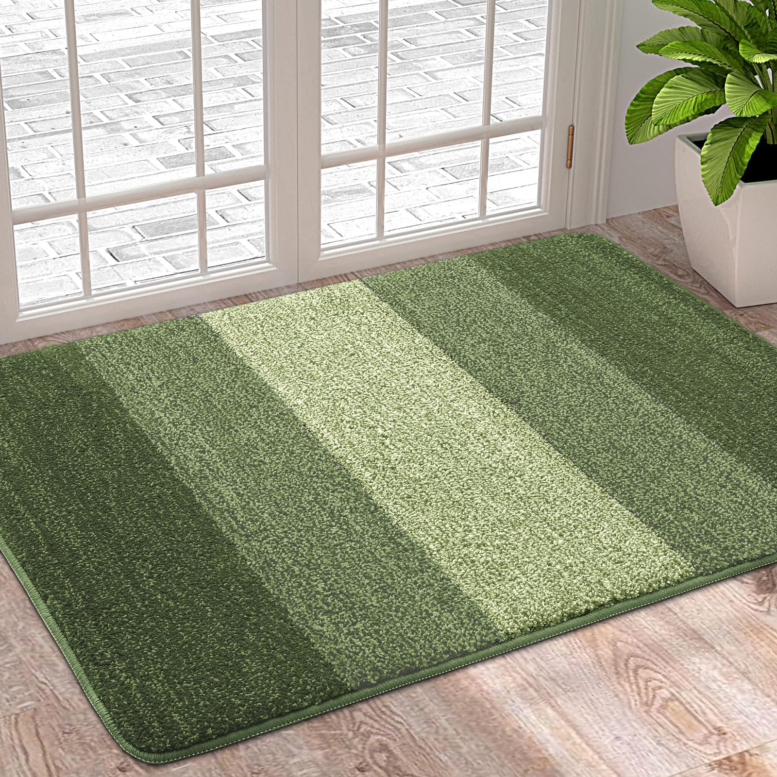 Homaxy Door Mats Indoor, Machine Washable Soft Doormats, Dirt Trapper Super Absorbent Entrance Rug, Non-slip Floor Mats For Inside, Front Back Door, Pets and Dogs (50 X 80 cm, Green)
