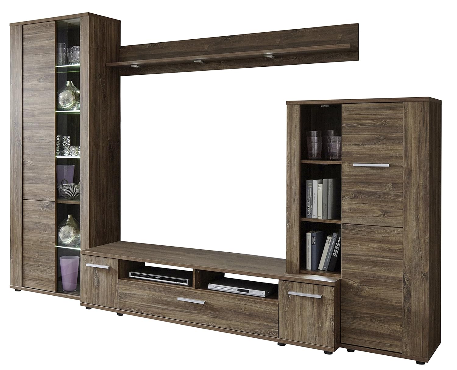 trendteam RU00254 Wohnwand Wohnzimmerschrank Akazie Dunkel