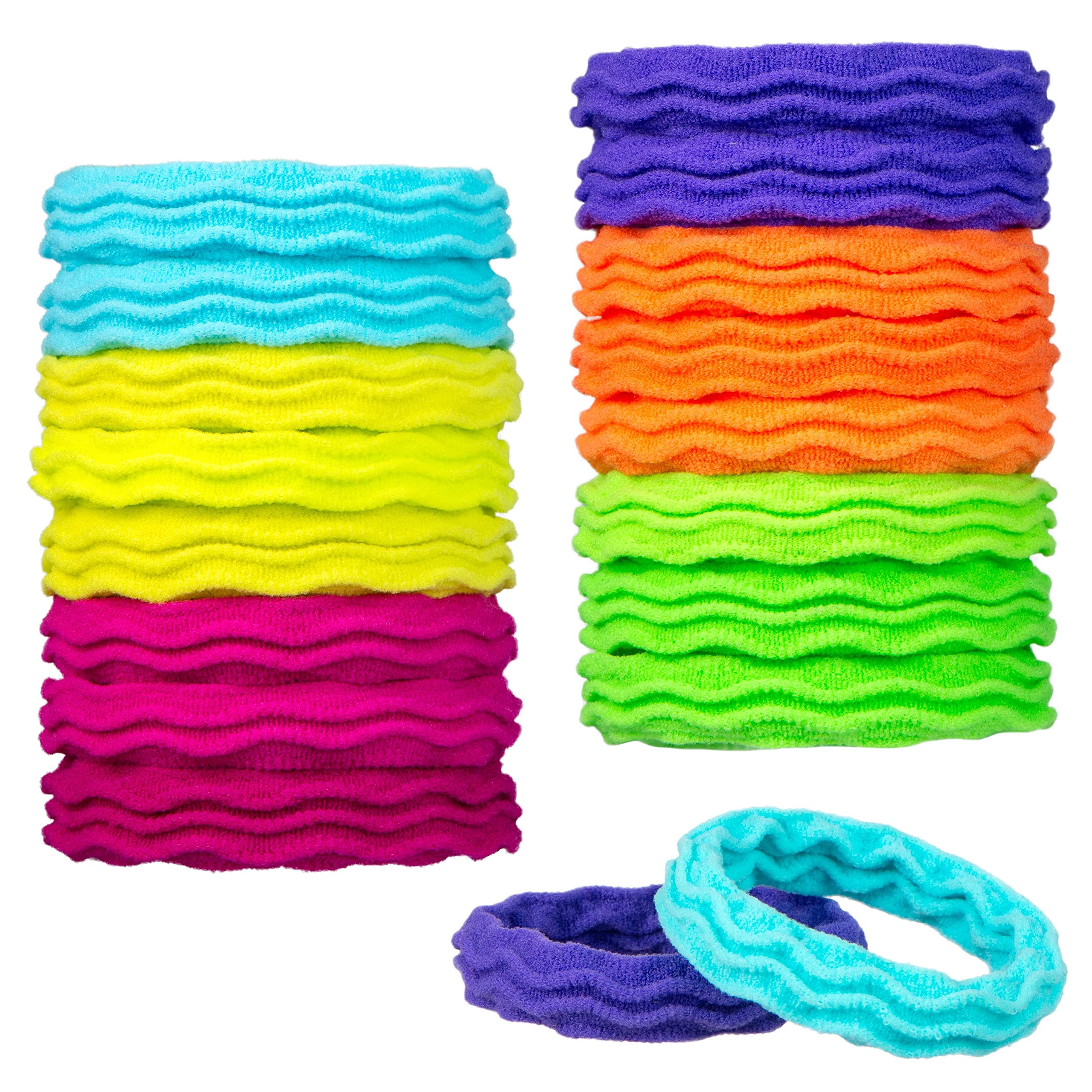 Photo 1 of 18pc Waved Ponytail Elastic Set in Bright Colors - Ponytail Holders Hair Ties Value Pack - Colorful Ponytail Holders Wavy Textured Hair Ties For Women