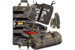 The Ryker Bag PRO Official Tool Roll Organizer – 4 Detachable Tool Pouches + Wrench Organizer, Heavy Duty Tool Bags for men + women Roll Up Tool Bag for Mechanic/Electrician Tools Storage