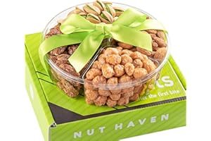 Holiday Nuts Gift Basket - Healthy Assortment of Sweet & Roasted Salted Gourmet Nuts - Assorted Food Gift Box for Christmas, Fathers Day, Mothers Day, Family, Men and Women, Nut Haven