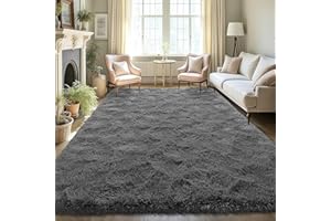 LOCHAS Ultra Soft Indoor Modern Area Rugs Fluffy Living Room Carpets for Children Bedroom Home Decor Nursery Rug 4x6 Feet, Coal-Gray