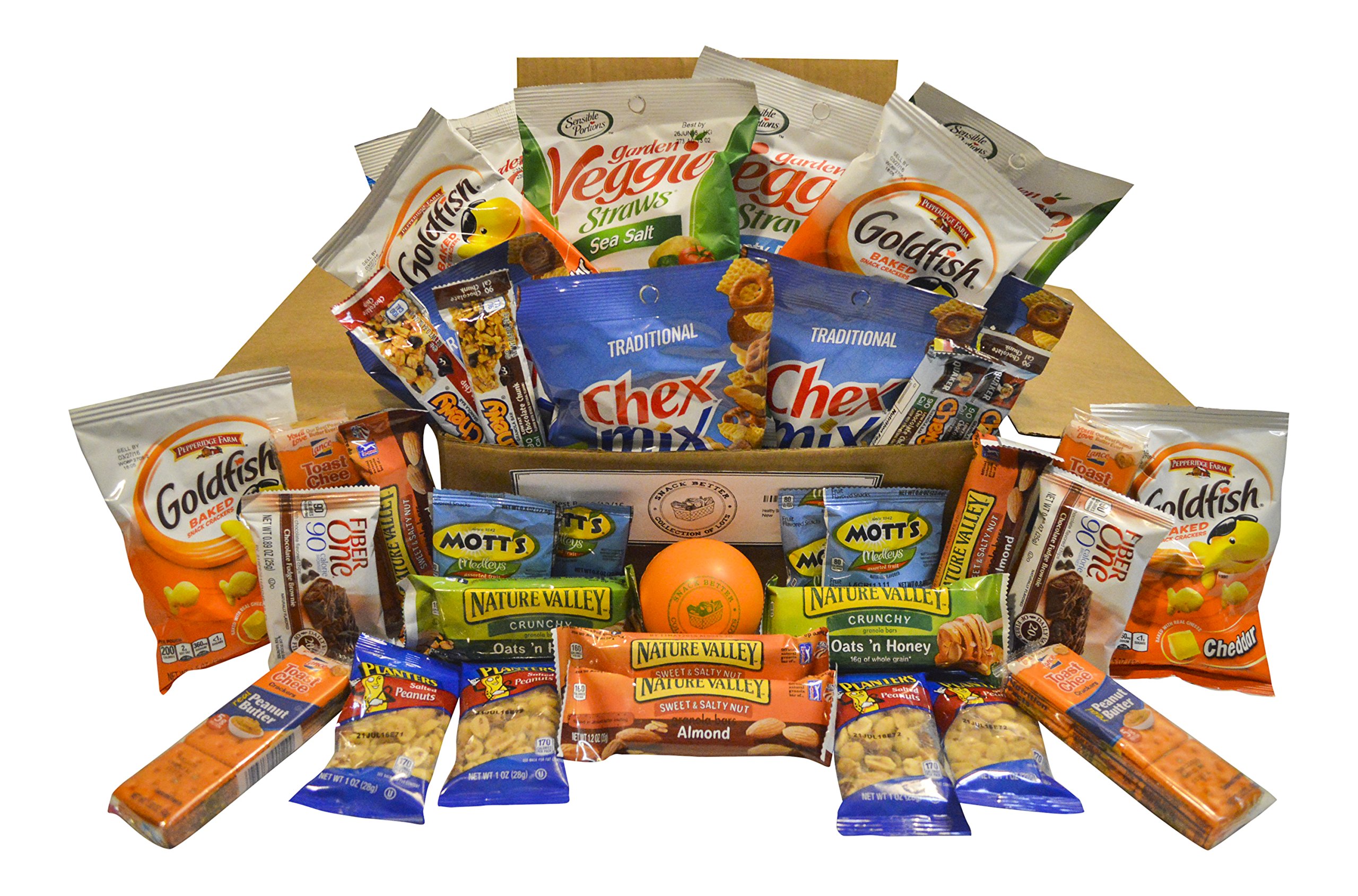 Healthy Snack Box 36 Individually Wrapped Snacks + Free Bonus Stress