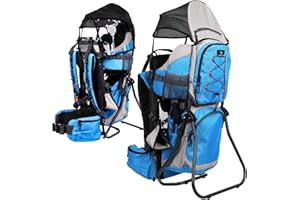DROMADER Hiking Baby Carrier – Lightweight Child Carrier Backpack with Sun Shade & Rain Cover – Insulated Storage – Padded Comfort – Adjustable Fit & Safety Harness - Blue