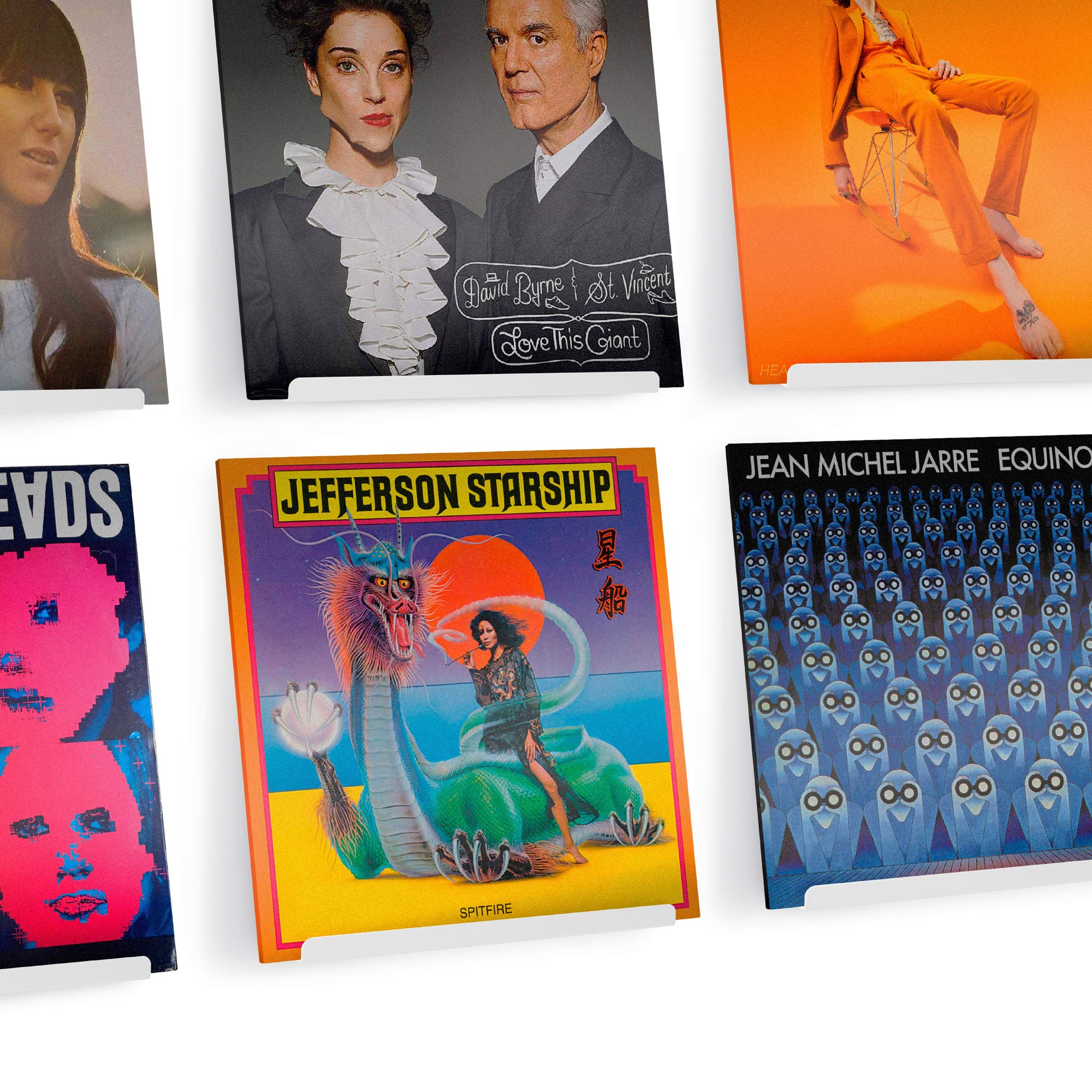 Hudson Hi-Fi LP Vinyl Record Wall Display Shelves - Display Your Daily Listening in Style - White Pearl - Six Pack