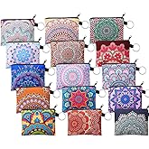 Sweetude 15 Pieces Small Coin Purse Change Pouch Mini Wallet Bag with Zipper Key Holder for Women (Leopard Print)