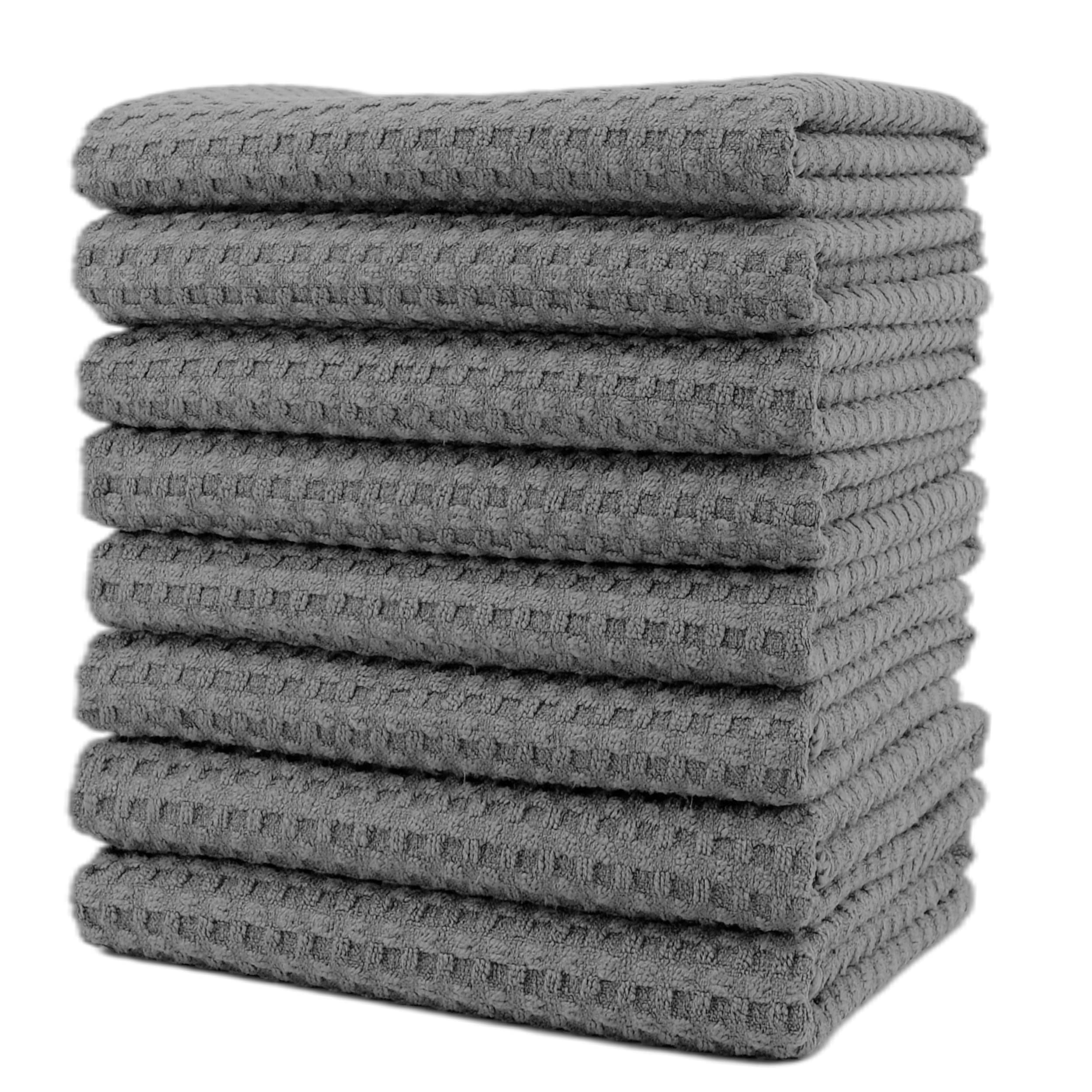 POLYTE Ultra Premium Microfibre Kitchen Dish Tea Towel Waffle Weave, 8 Pack (40x71 cm, Grey)