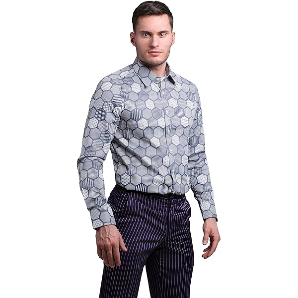 blue hexagon dress shirt Hexagon printed blue shirt – Urban United main image 1
