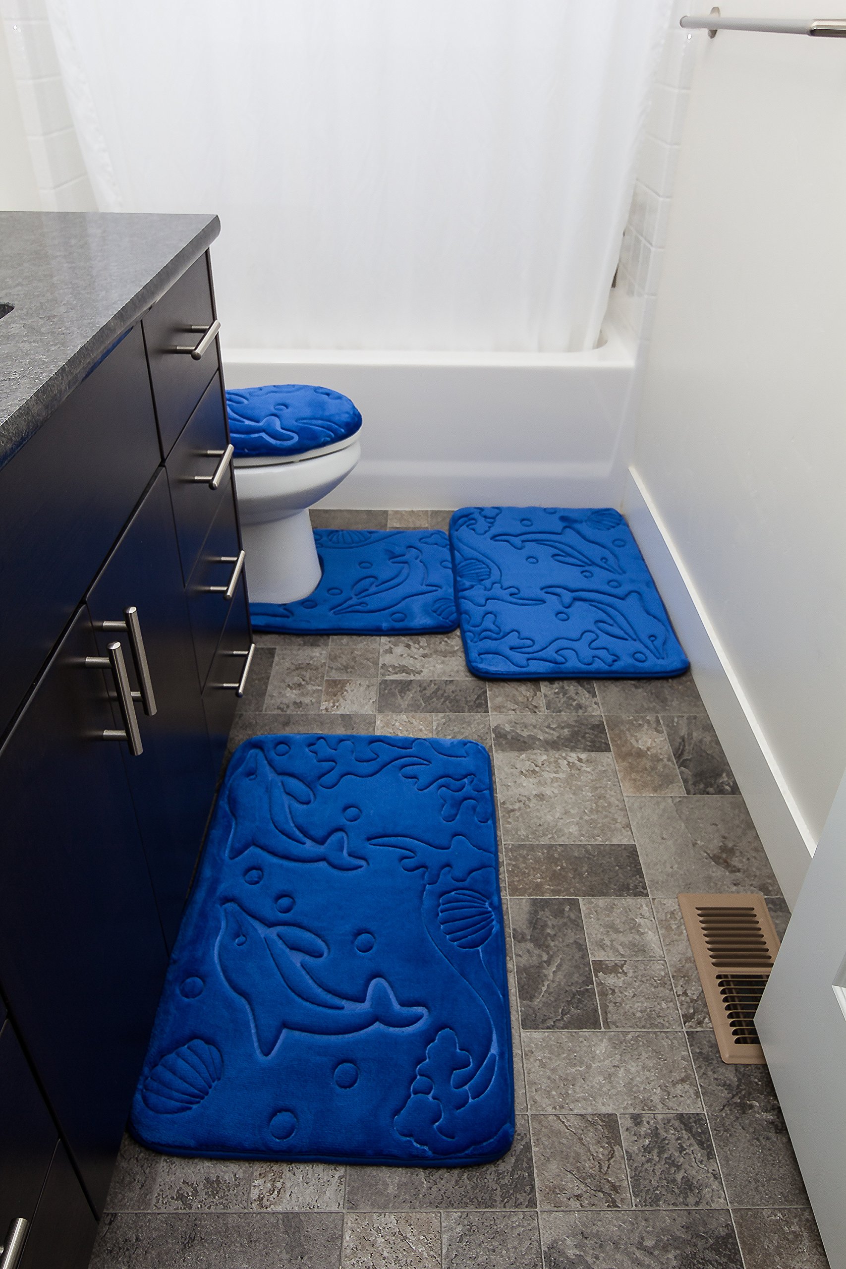 Bathroom Rug Mat Set 4Piece Memory Foam Extra Soft AntiSlip Shower