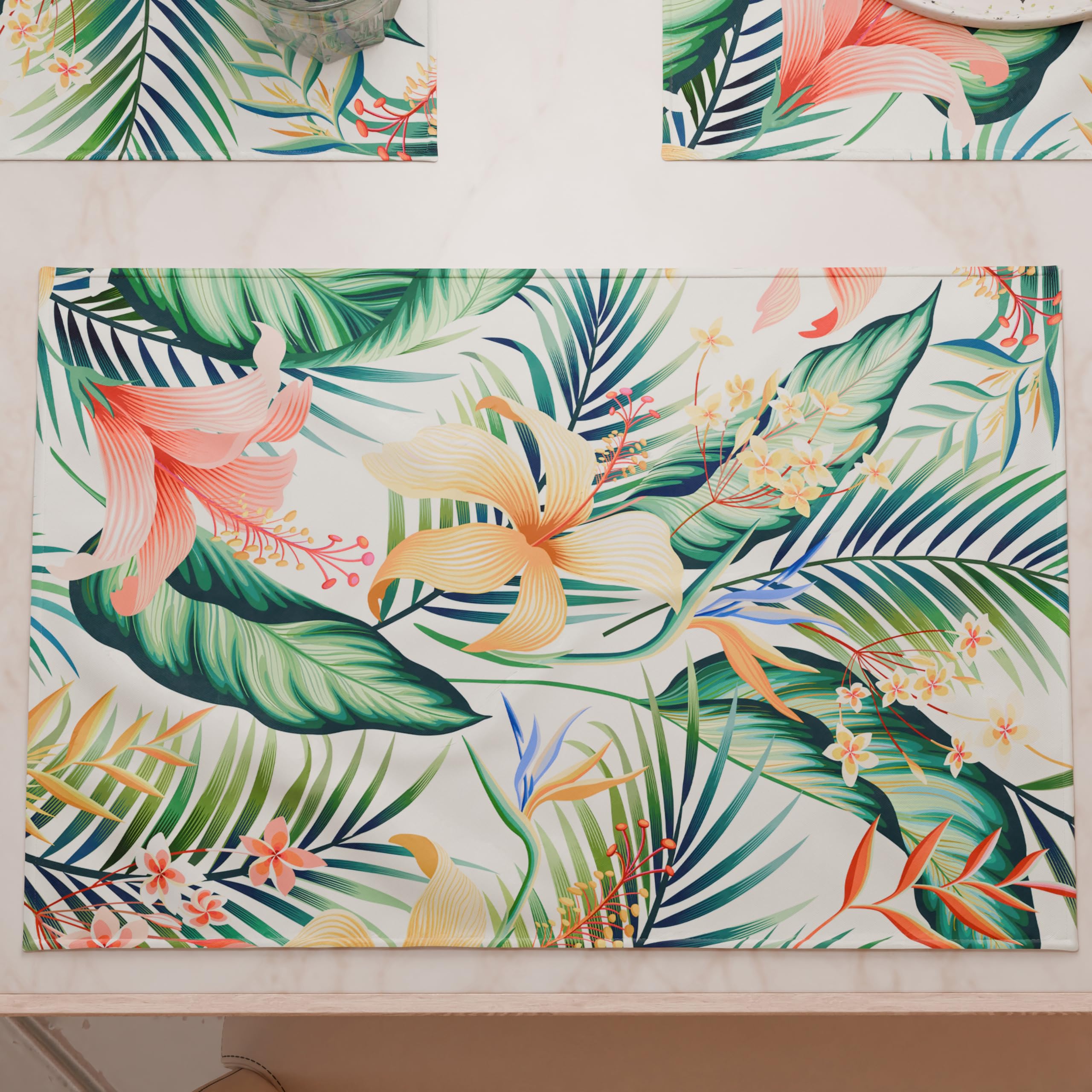 PETTI Artigiani Italiani - American Placemats with Digital Print, American Placemats in Fabric and Washable (Set of 6-30 x 45 cm) Havana, 100% Made in Italy