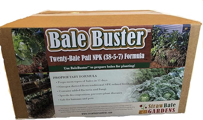 Amazon Com Balebuster Straw Bale Gardening Twenty Bale Preparation Kit Traditional Refined Npk Formulation 24 Lbs Not Organic Garden Outdoor