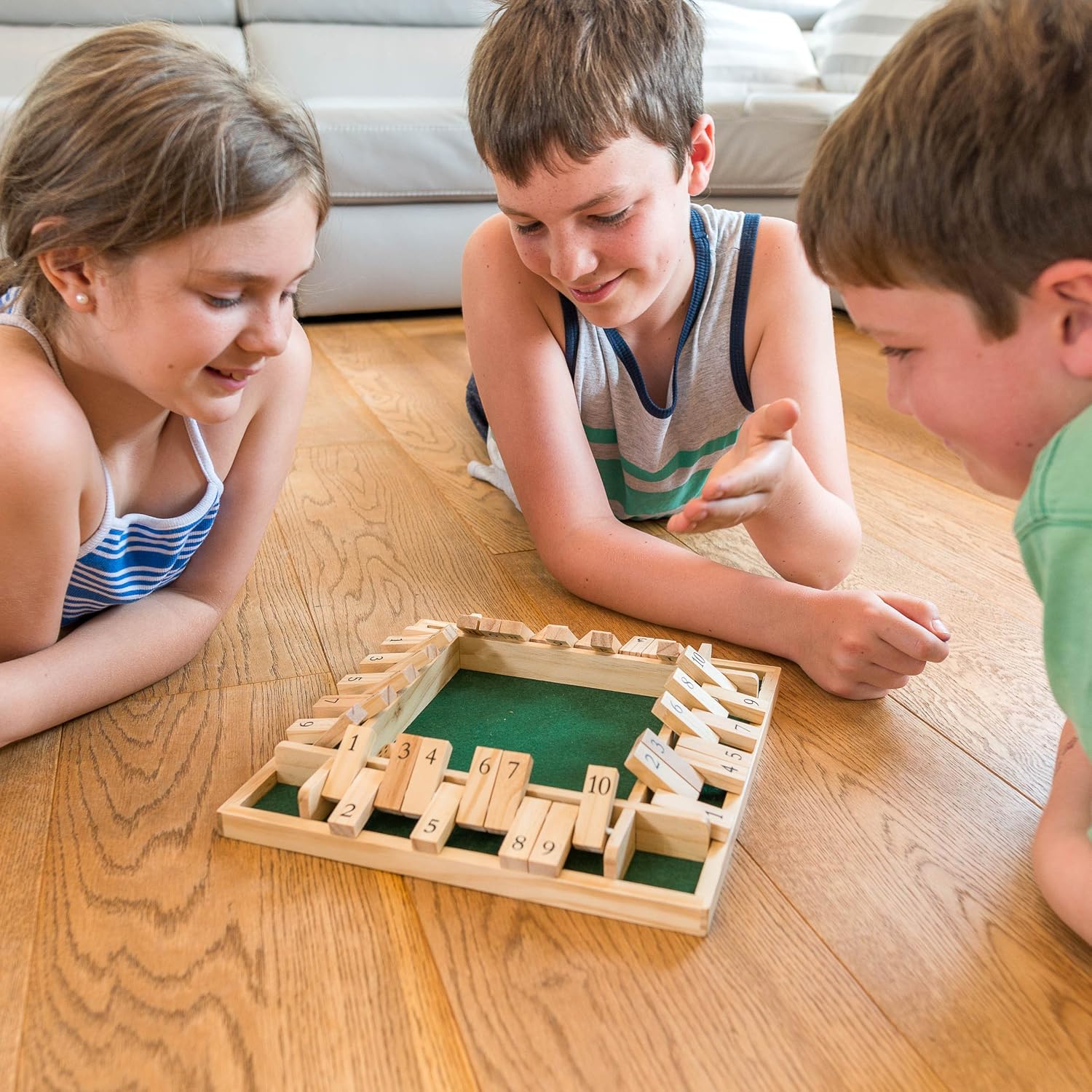 Toyrific 4 Player Shut The Box Game, Wooden Table Dice Classic Kids Family Travel Game, Green - Image 3
