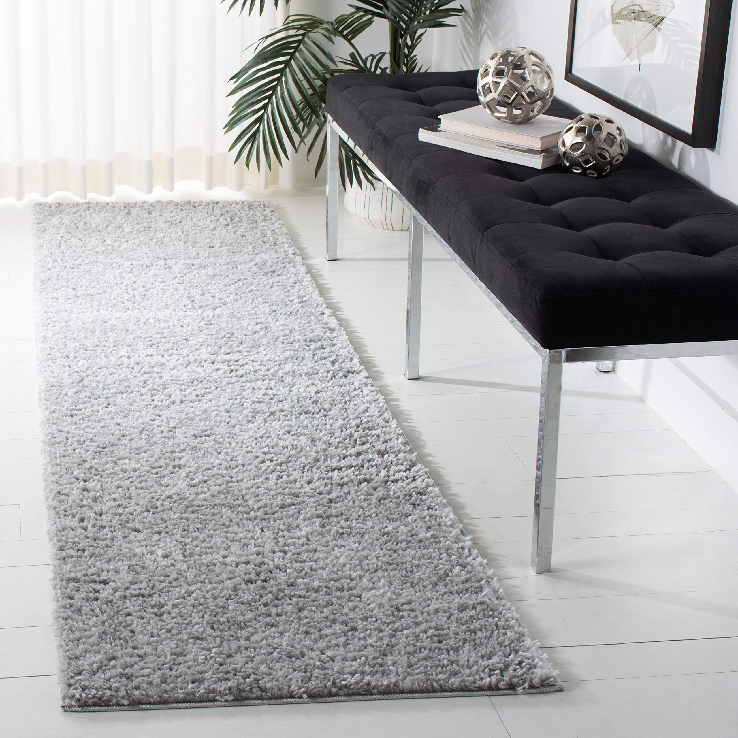 SAFAVIEH August Shag Collection Shaggy Rug for Living Room Dining Room Bedroom Short Pile Silver 30 x 72 Inch — image 1