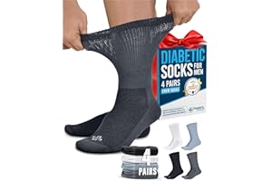 Doctor's Select Diabetic Socks for Men - 4 Pairs Crew Diabetic Neuropathy Socks for Men | Diabetic Socks for Men 9-12