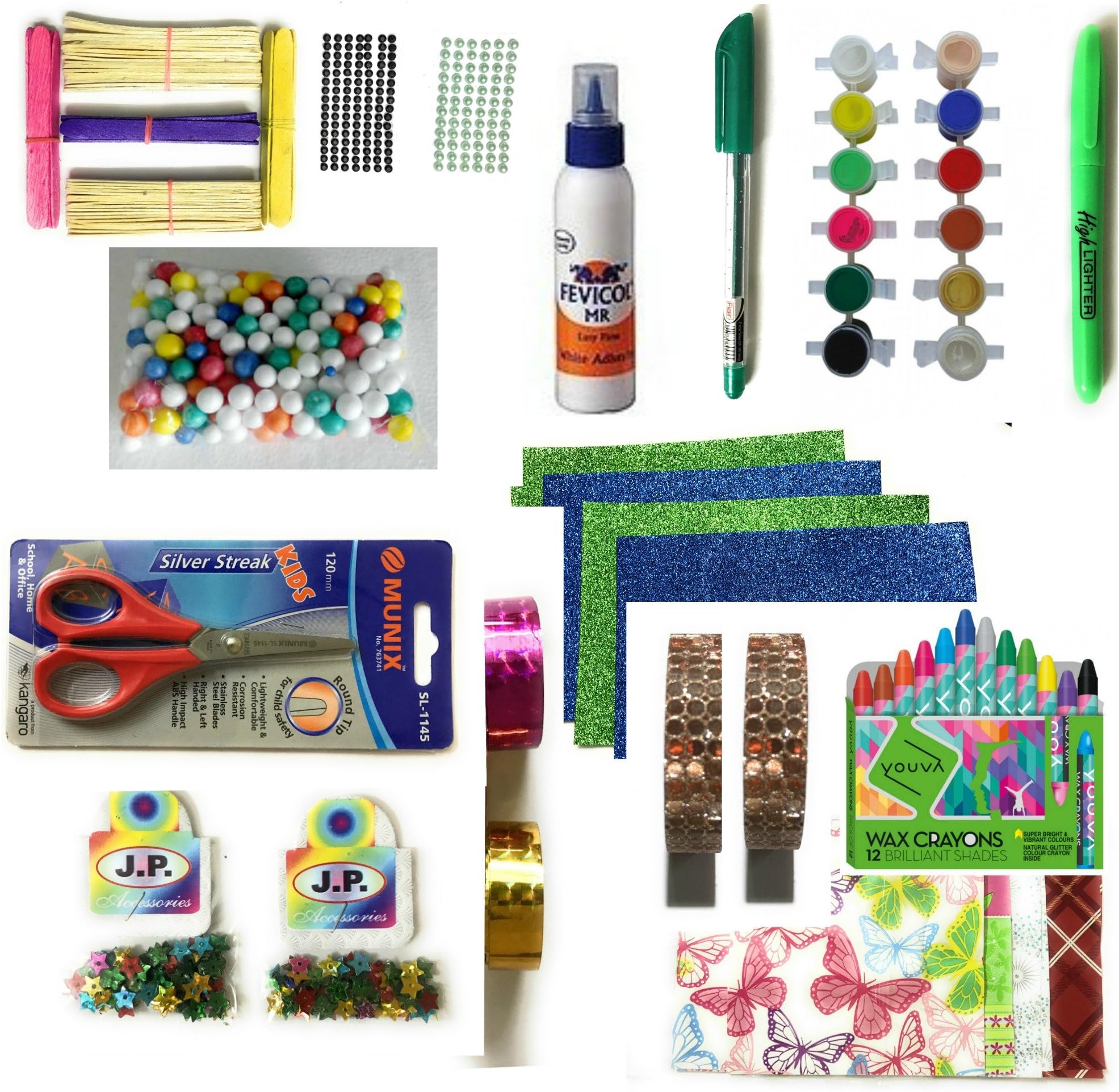 HaappyBox Art and Craft Kit for Kids, Set of Colors, Origami Sheets, Quirky Art and Craft Material and Many More (16 Items)