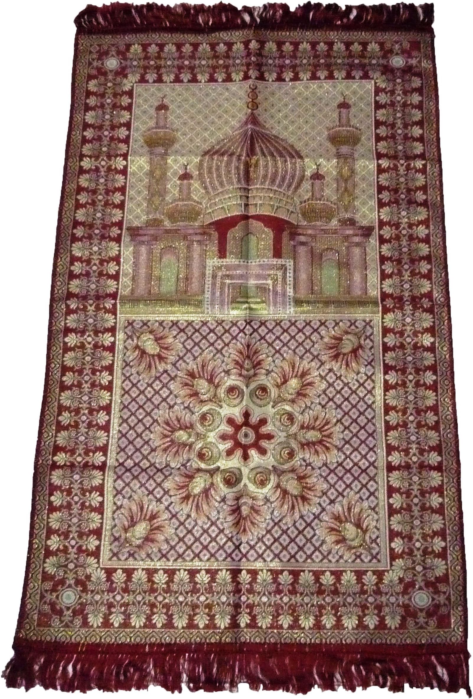 Muslim Prayer Mat Lightweight Thin Sajadah Carpet Islam Eid Ramadan Gift (Red)