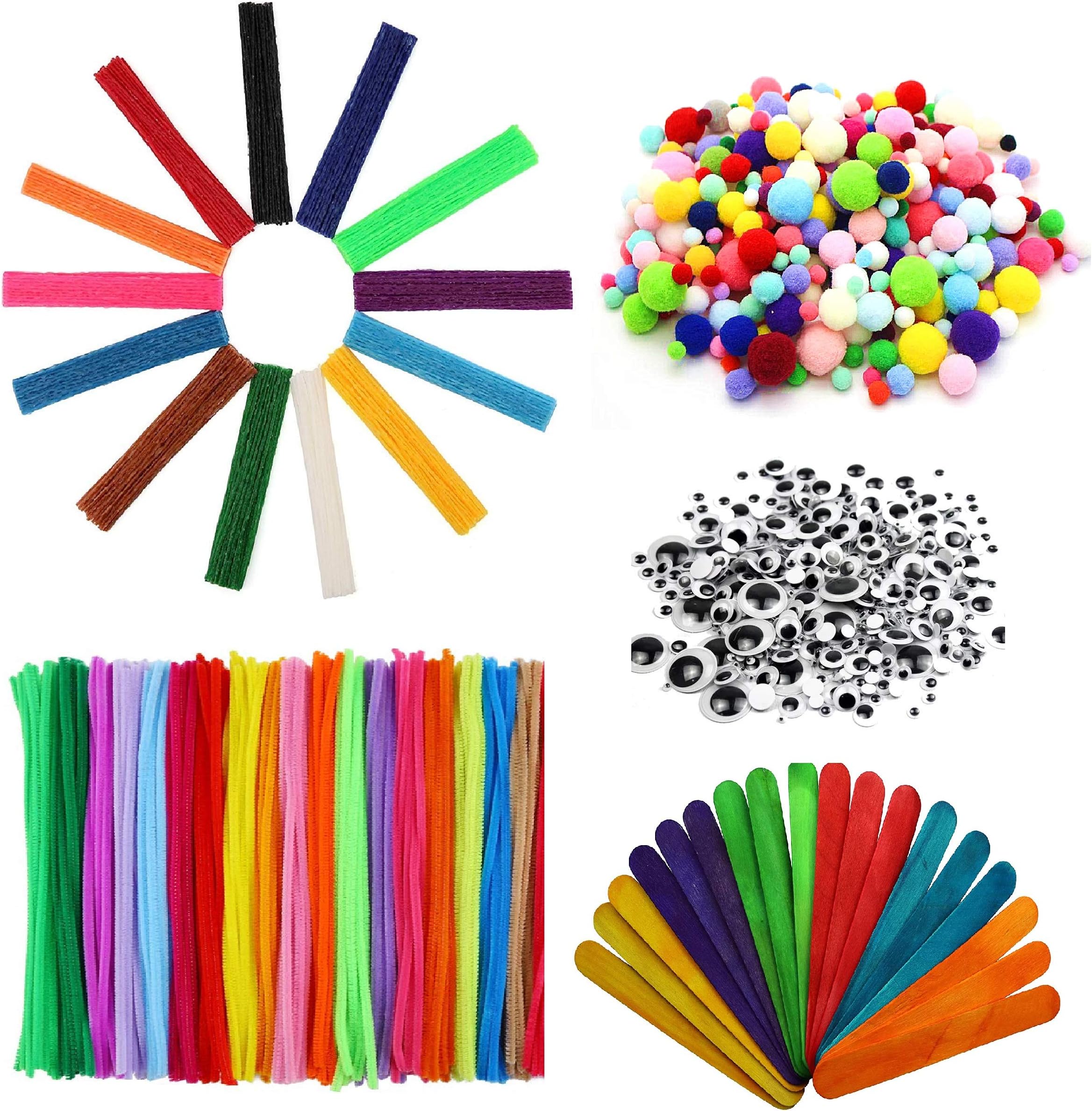 Arts and Crafts Supplies Kits for Kids Girls-Wax Sticks Pipe Cleaners Pompoms-Craft Art Sets for Toddlers Age 4 5 6 7 8 9-All in One D.I.Y. Crafting Collage Arts Pack for Kids