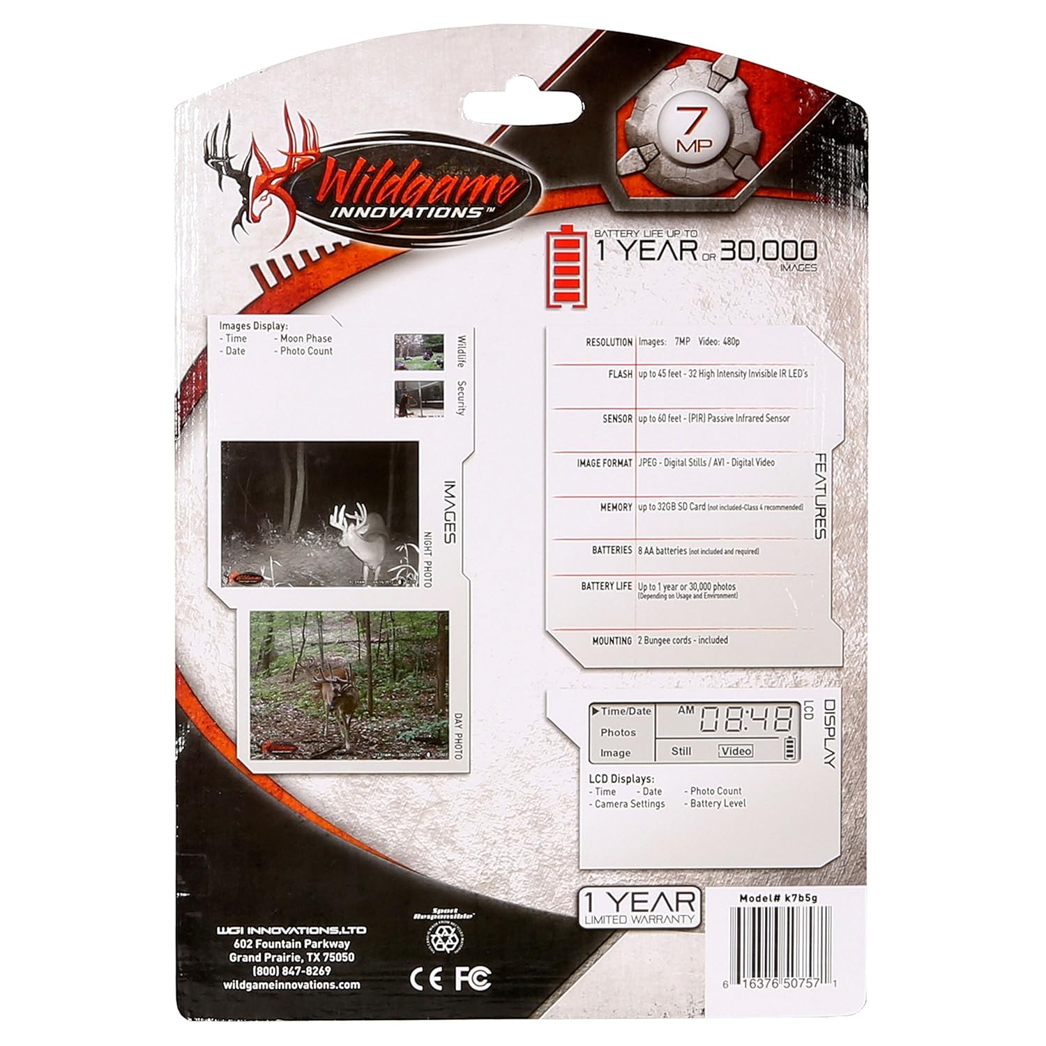 ספורט Wildgame Innovations K7B5G Cloak 77MP Digital Lightsout Trail