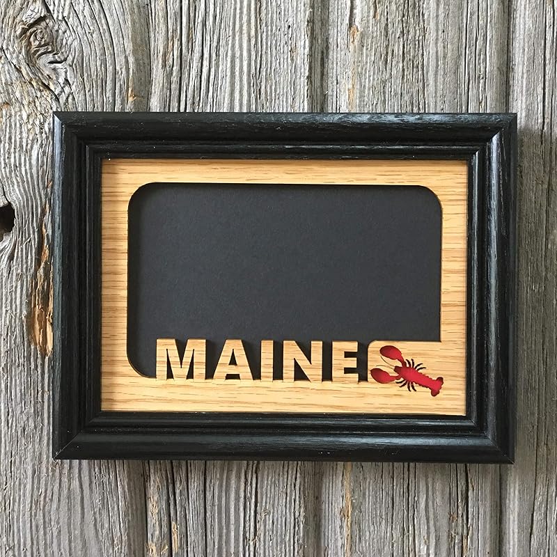 Maine State Picture Frame Holds 4x6 Photo Handmade