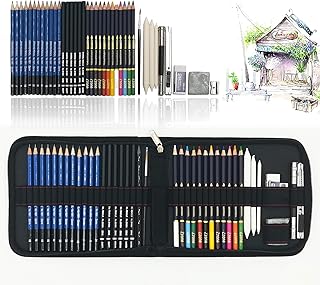 41 Stück Bleistift Zeichnen Set mit aquarell buntstifte wasservermalbar, Zeichnen Graphite Set In Federmäppchen, beste Geschenk zeichnen für Anfänger,Künstler, Schüler, Kinder
