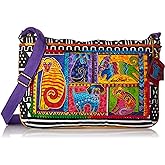 Laurel Burch Medium Crossbody Zipper Top 15"X10"-Dog Tails Patchwork