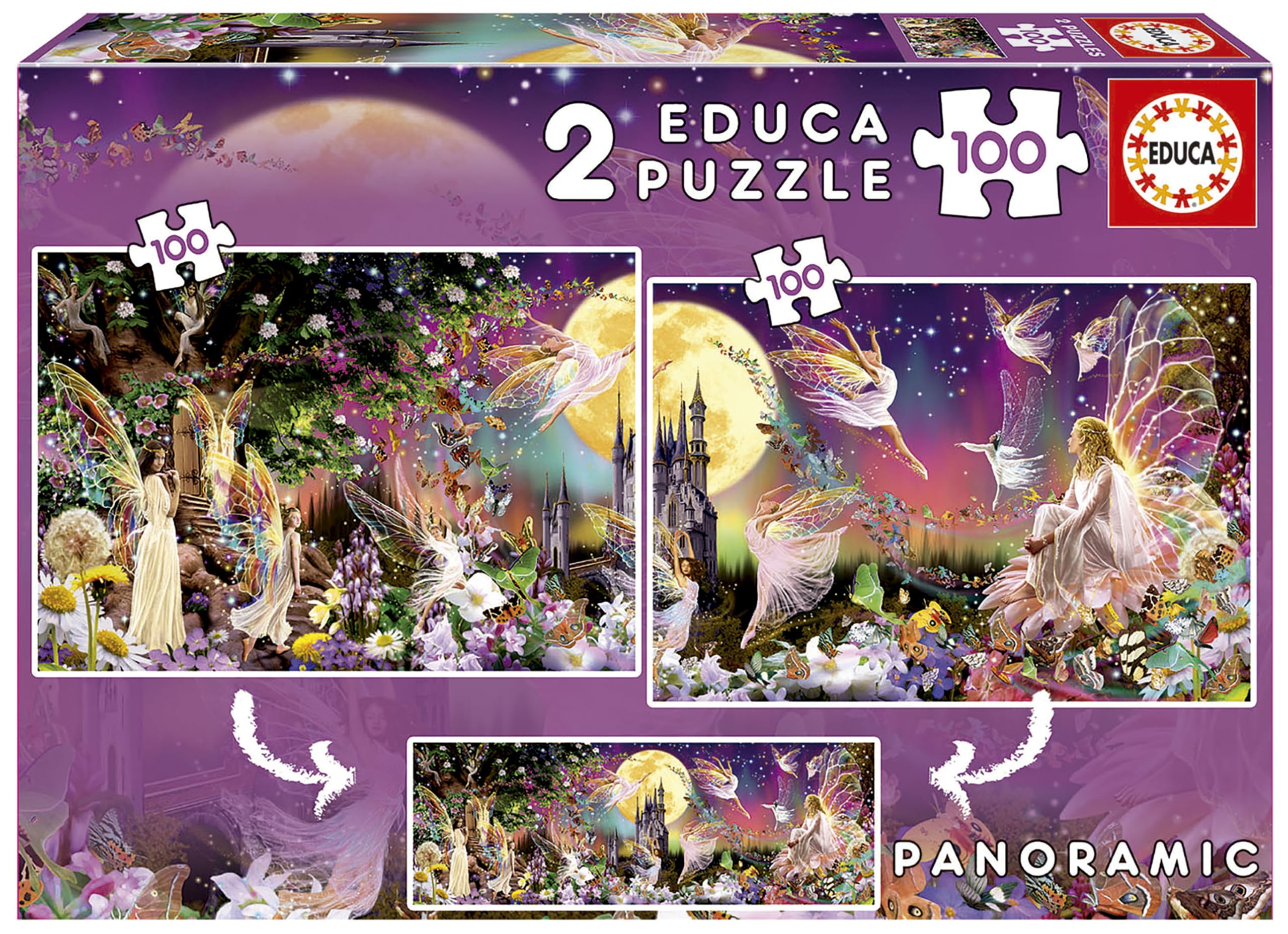 Educa -2x100 2x100 Fairy Triptych, Assorted Colour (19291)