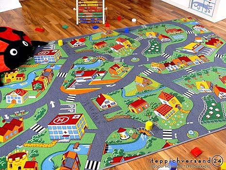 Snapstyle Kinder Spiel Teppich Little Village Grün in 24 Größen