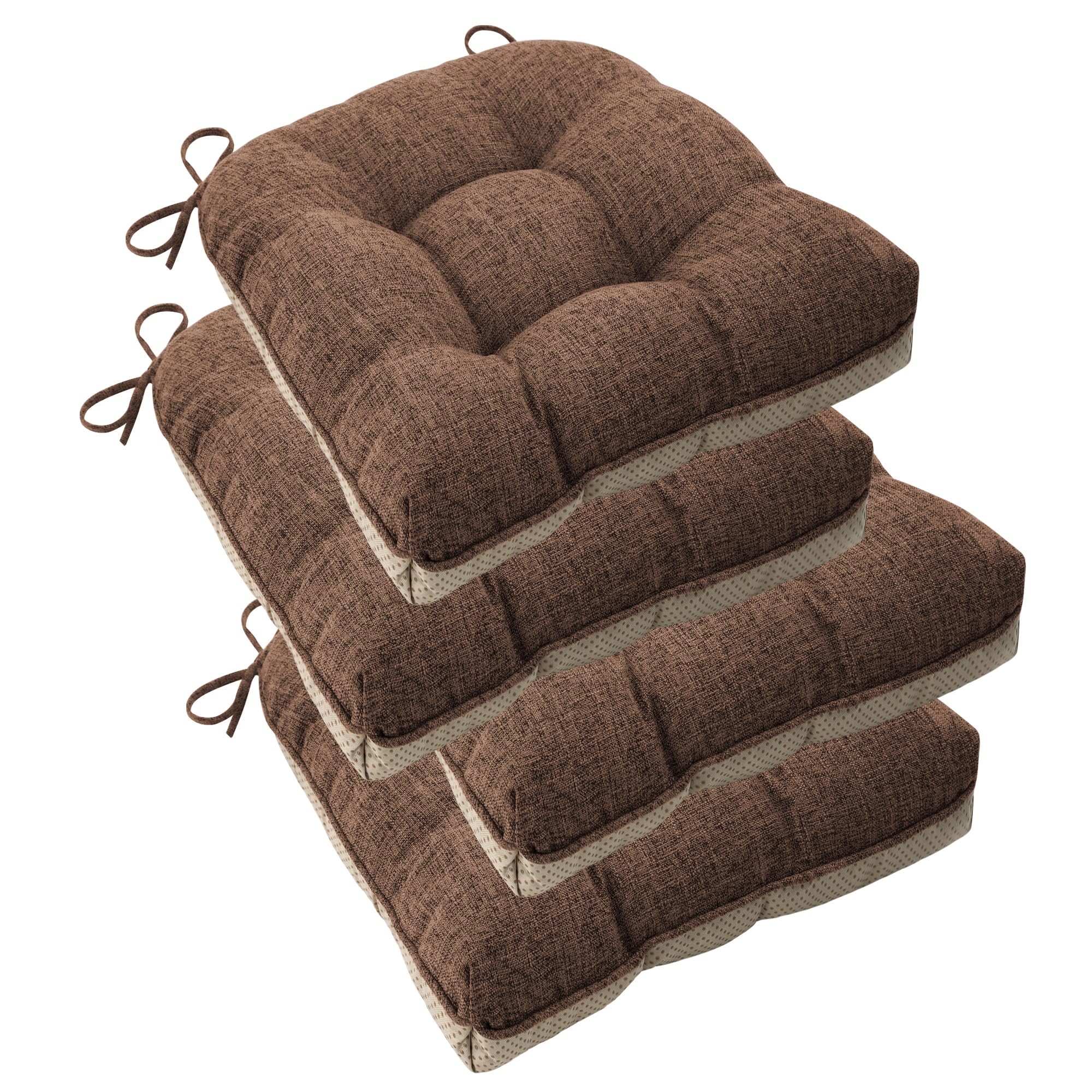 Photo 1 of ELFJOY Chair Cushions for Dining Chairs Set of 3 Office Chair Cushion 18x18x3 Inches Kitchen Chair Pads Soft and Comfortable Seat Cushion with Ties and Non Slip Backing, Coffee