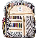 Shubhlaxmifashion Small Hemp Cotton Daypack Backpack - Multi-color, 14 Inch, 9L, Compact (13x14x5 Inch), Travel, Hiking, Adult, Unisex