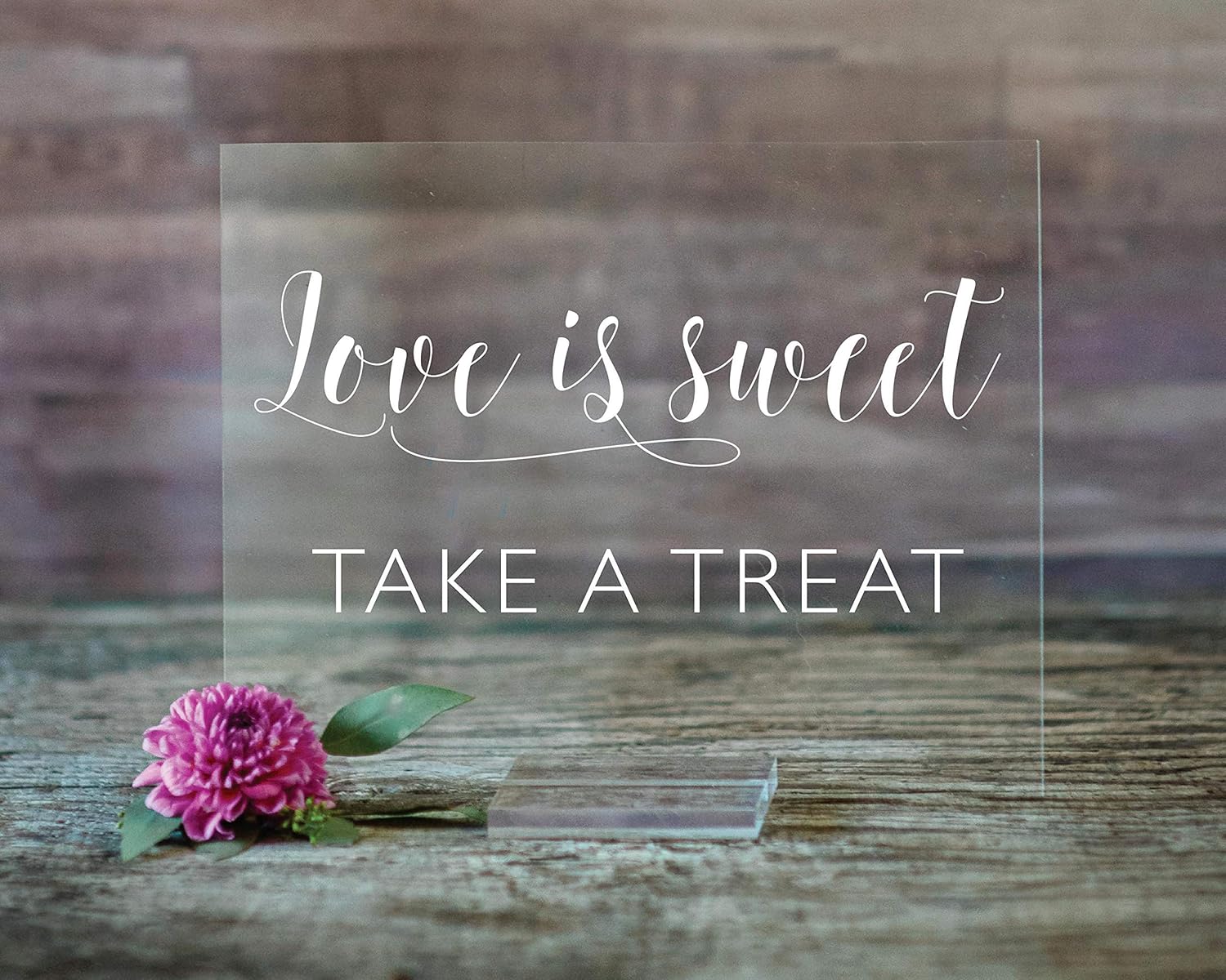 Mixed Media - Love is Sweet Please Take a Treat Acrylic 8x10 Sign with Clear Stand | Acrylic Wedding Favors Sign | Lucite Wedding Favors Sign (8X10, Clear Acrylic Stand)