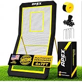 Apex Sports Professional Lacrosse Rebounder Volleyball Rebounder (4x7 Feet) | Adjustable 5 Angles, Soccer and Baseball Rebounder Practice Net with Precision Target Strip, Sturdy Frame