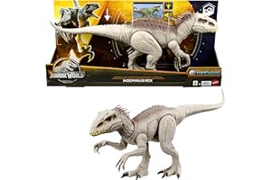 MATTEL Jurassic World Indominus Rex Dinosaur Toy with Lights, Sounds, Chomp and Side to Side Neck Motion, Camouflage N Battle I-Rex, Digital Play